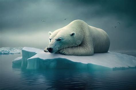 A Polar Bear Rests On An Iceberg Stock Illustration Illustration Of