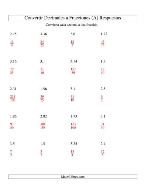 Ejercicio De Fracciones Y Numeros Decimales Decimal Fracciones Images