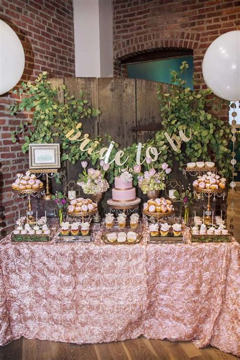 Rustic Elegance Blush Dessert Table Bridal Wedding Shower Party Ideas Photo 1 Of 34 Bridal