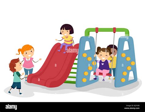 Illustration Of Stickman Kids Playing At An Indoor Playground With