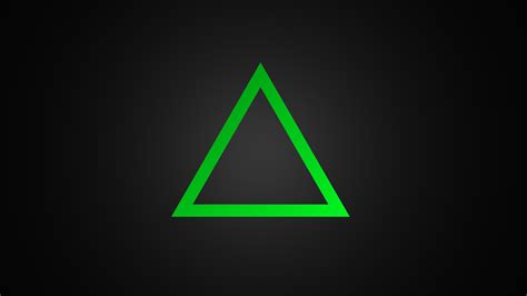 Зеленый треугольник на сером фоне обои для рабочего стола картинки фото