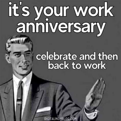 A Man In A Suit And Tie Giving A Speech With The Words It S Your Work Anniversary Celebrate And