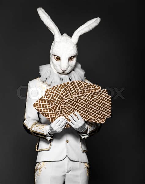 Actor Posing In White Rabbit Suit With Stock Image Colourbox