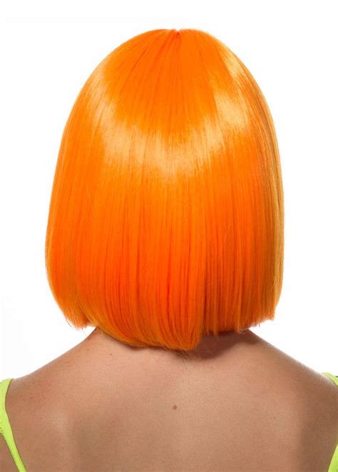 Aleah Neon Orange Deluxe Bob Wig Fluro Orange Short Womens Wig