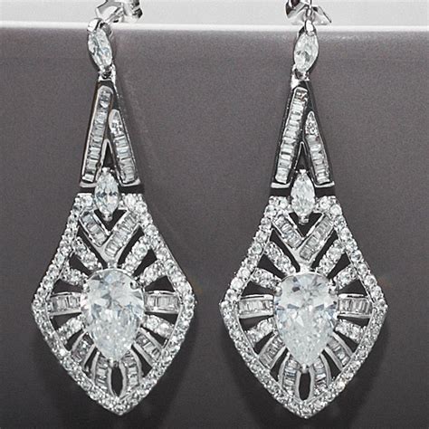 Art Deco Vintage Style Crystal Earrings By Queens And Bowl