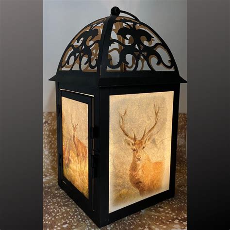 Deer And Buck Decor Deer Light Decoupaged Lantern Hanging Etsy Deer