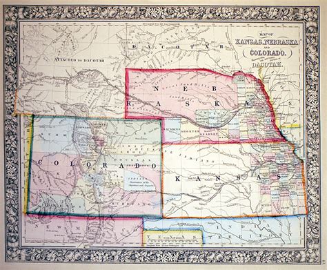 C Map Of Kansas Nebraska And Colorado Mitchell M Antique Manuscripts