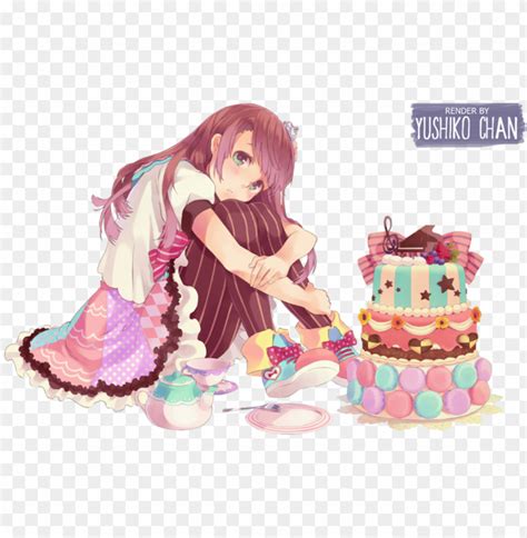 Anime Birthday Girl 1 Happy Birthday World Anime Girl Food Render Png