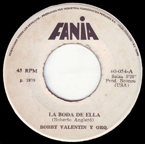 Bobby Valentin Y Orq La Boda De Ella 1979 Vinyl Discogs
