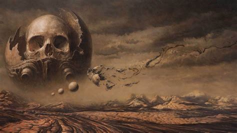 Digital Art Artwork Skull Planet Clouds Nature