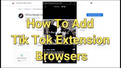 How To Add Tik Tok Extension In Your Browser ★★ Youtube