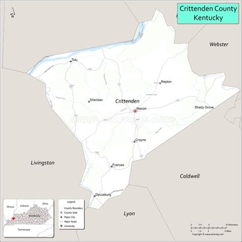 Map Of Crittenden County Kentucky Showing Cities Highways And Important Places Check Where Is