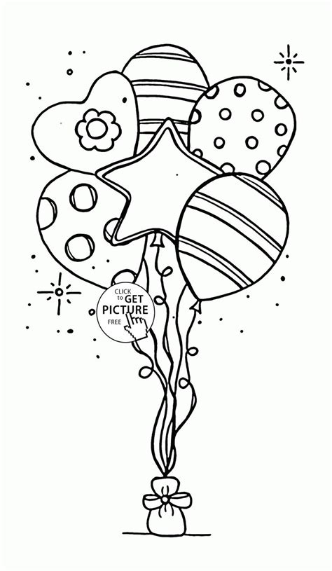 An extensive selection of drawings to print and color so you can make free coloring books for your kids! Beautiful Balloons for Birthday coloring page for kids ...
