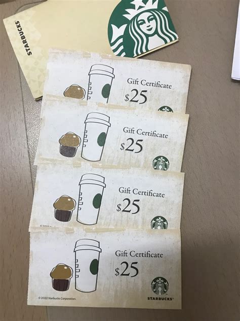 Starbucks T Certificate 25x4 門票＆禮券 兌換券 Carousell