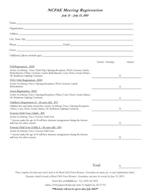 Fillable Online Bipac NCFAE Registration Form Bipac Bipac Fax Email