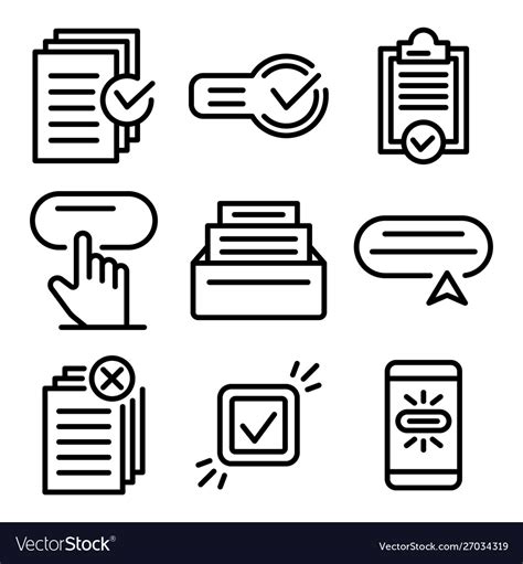Request Icons Set Outline Style Royalty Free Vector Image
