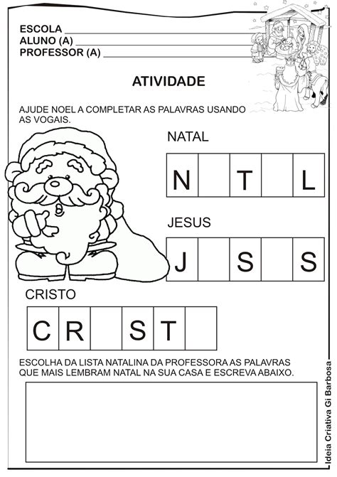 Atividade Natal Para Imprimir Ideia Criativa Gi Carvalho Educação
