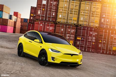 Cleaner lines give the suv a more modern appearance on the outside while. 3M Yellow Tesla Model X - Forgestar F14 Wheels in Semi ...