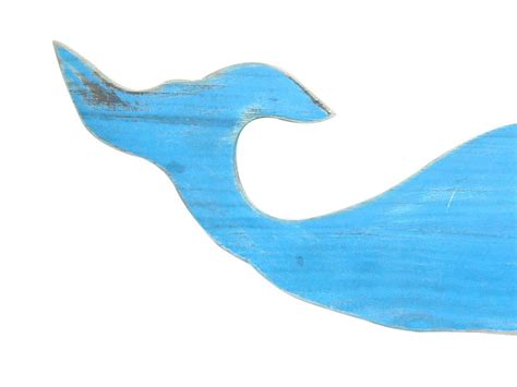 Buy Wooden Rustic Light Blue Wall Mounted Whale Decoration 40in