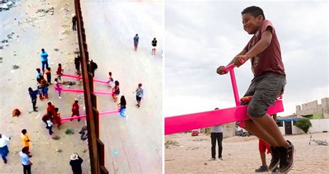 Seesaws Built On The Border Wall Of Us And Mexico Get Children Playing