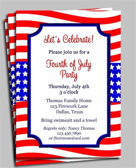 4th Of July Invitation Wording Fourth Of July Invitation Printable
