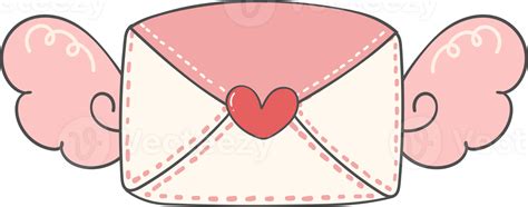 Cute Sweet Romance Valentine Love Letter Envelope With Cupid Wing