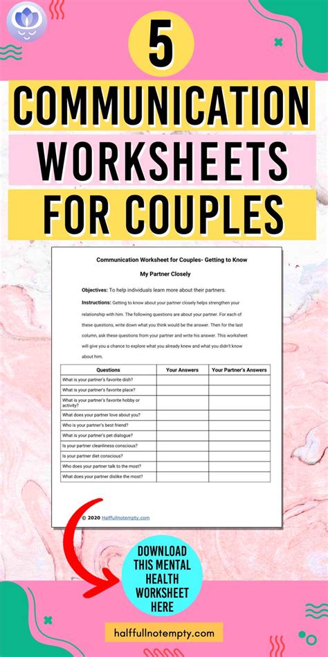 5 Communication Worksheets For Couples Couples Therapy
