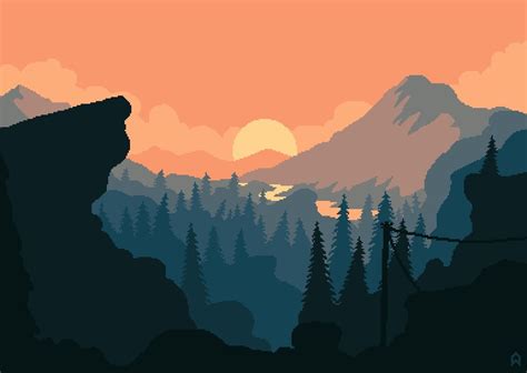 Pixel Art Firewatch Landscape Pixel Art Landscape Firewatch Pine