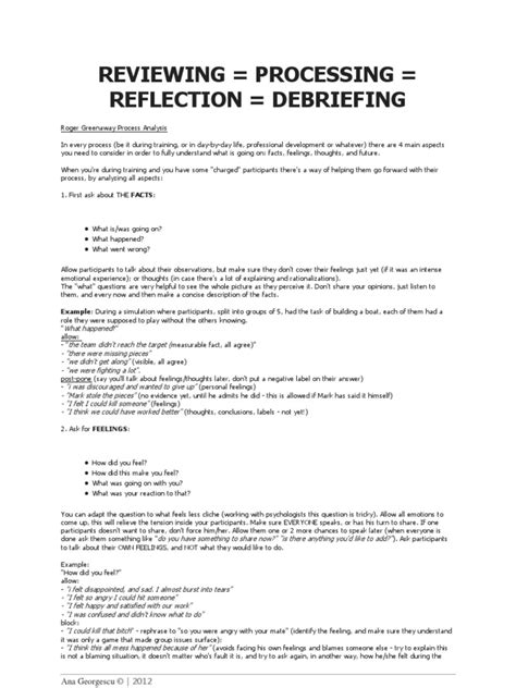 Debriefing And Reviewing Emotions Self Improvement Free 30 Day