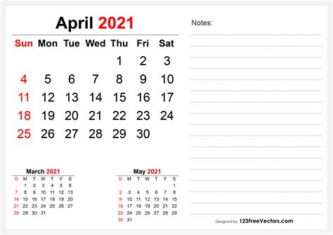 Free 2021 April Desk Calendar Design