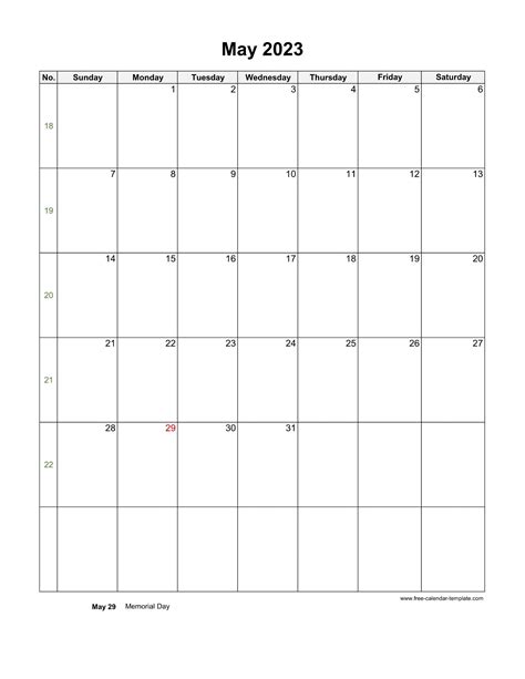 May 2023 With Holidays Calendar May 2023 Calendar Free Printable