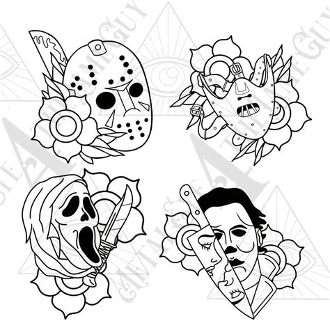 Classic Horror Traditional Tattoo Cricut Projects Instant Etsy Movie Tattoos Spooky Tattoos