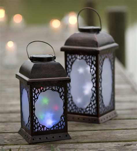Twirling Moravian Star Solar Lanterns With White And Color Changing