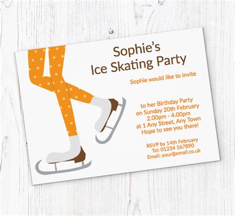 Ice Skating Legs Party Invitations Personalise Online Plus Free