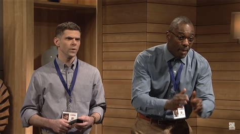 In Snl Idris Elba Hosted And In This Office Setting His Name Tag