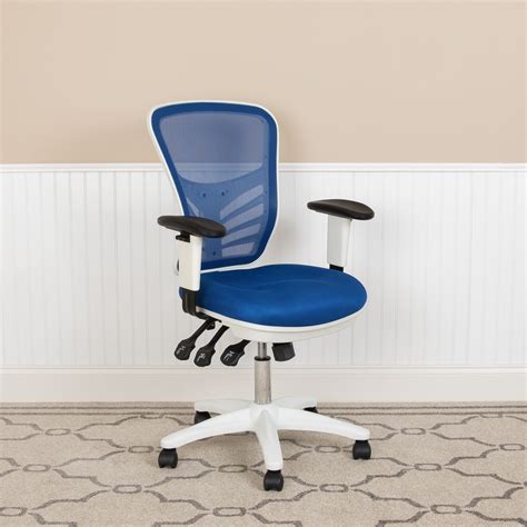 Flash Furniture Mid Back Blue Mesh Multifunction Executive Swivel