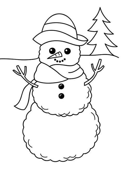 Free printable winter coloring pages. A Simple Mr Snowman Figure on Winter Season Coloring Page ...