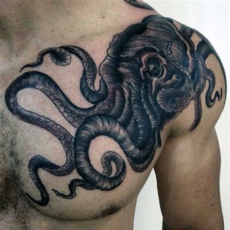 40 Octopus Chest Tattoo Designs For Men Oceanic Ink Ideas