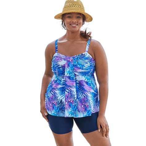 Swimsuitsforall Swimsuits For All Women S Plus Size Flyaway Tankini Top With Bust Support