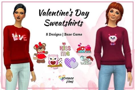 Valentine Sweatshirts At Strenee Sims Sims 4 Updates