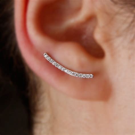 Sterling Silver Cz Wing Ear Climber Earrings Sgme00039rh