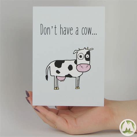 Dont Have A Cow Funny Greeting Card Funny Greetings Funny Greeting