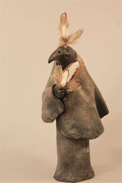 Raven Totem Sculpture Spirit Art Dolls Sculpture Ceramic Sculpture