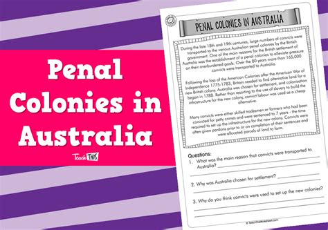 Penal Colonies In Australia Teacher Resources And Classroom Games