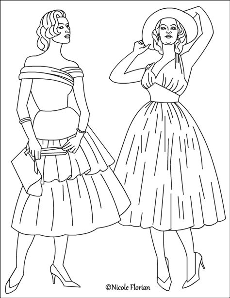 Nicoles Free Coloring Pages Vintage Fashion Coloring Pages