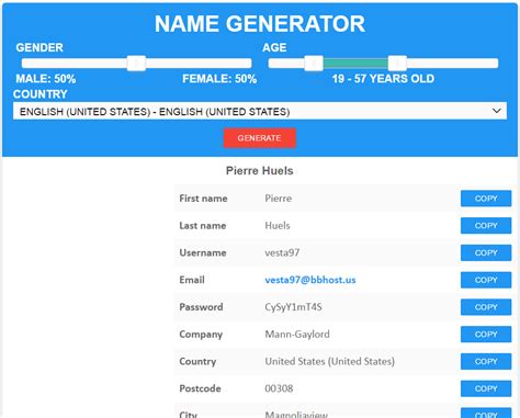 You can generate based on the country name, real email, phone number, passw...