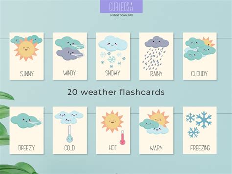 Weather Flashcards Weather Chart For Preschool Preschool Etsy