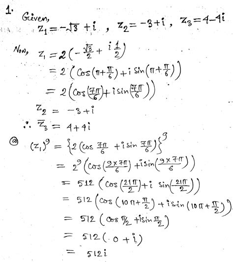 [solved] complex numbers let z1 ﻿ s q r t 3 ﻿ i and z2 3 i course hero
