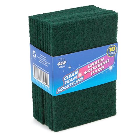 Clean Team Solutions 10 Pack Green Scouring Pads For Dishes Scrub Pad