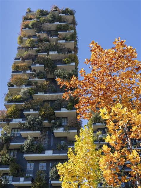 Milano Italy Bosco Verticale View At The Modern And Ecological